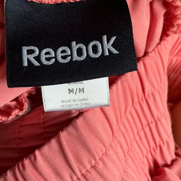 Reebok Women's Pink Shorts Size Medium Athletic Running Side Stripe White Trim - Picture 3 of 4